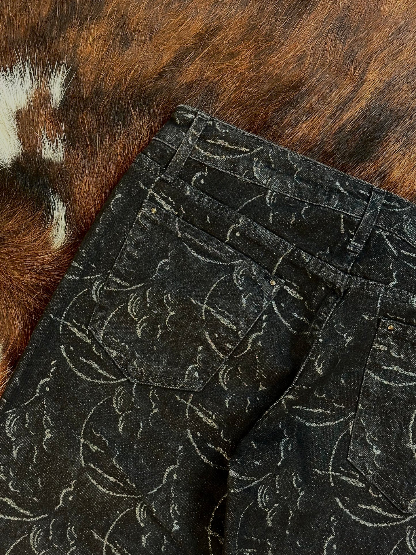 JUST CAVALLI - Pantaloni Black Silver Monogram – Early 2000s