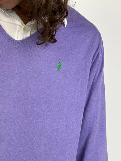 POLO RALPH LAUREN - Pullover lilla maglia rasata