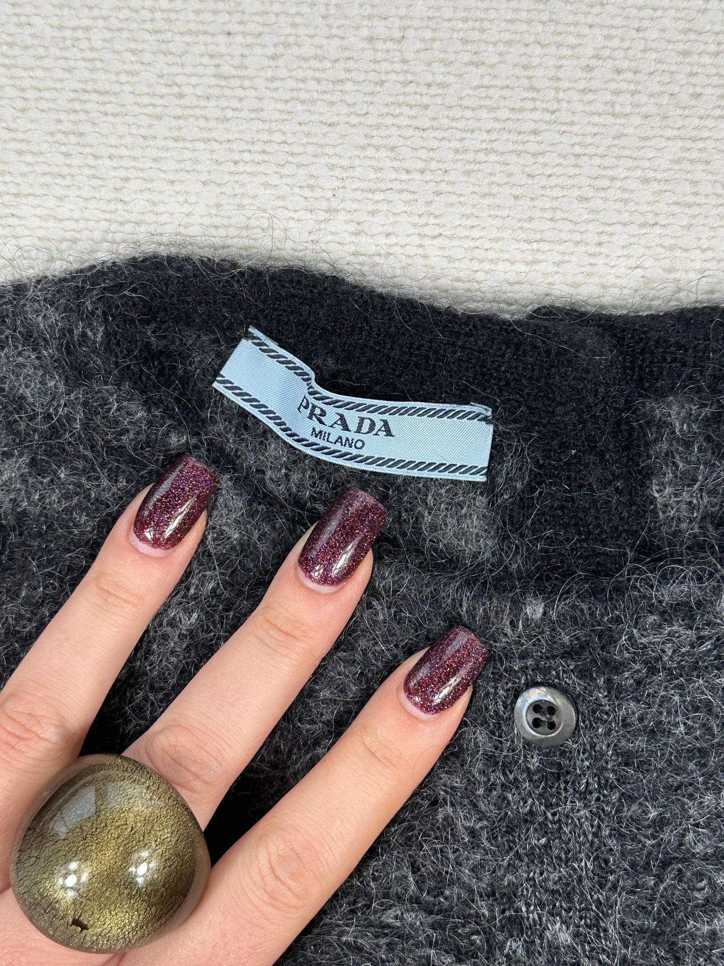 PRADA -  Maglioncino pied de poule con volant