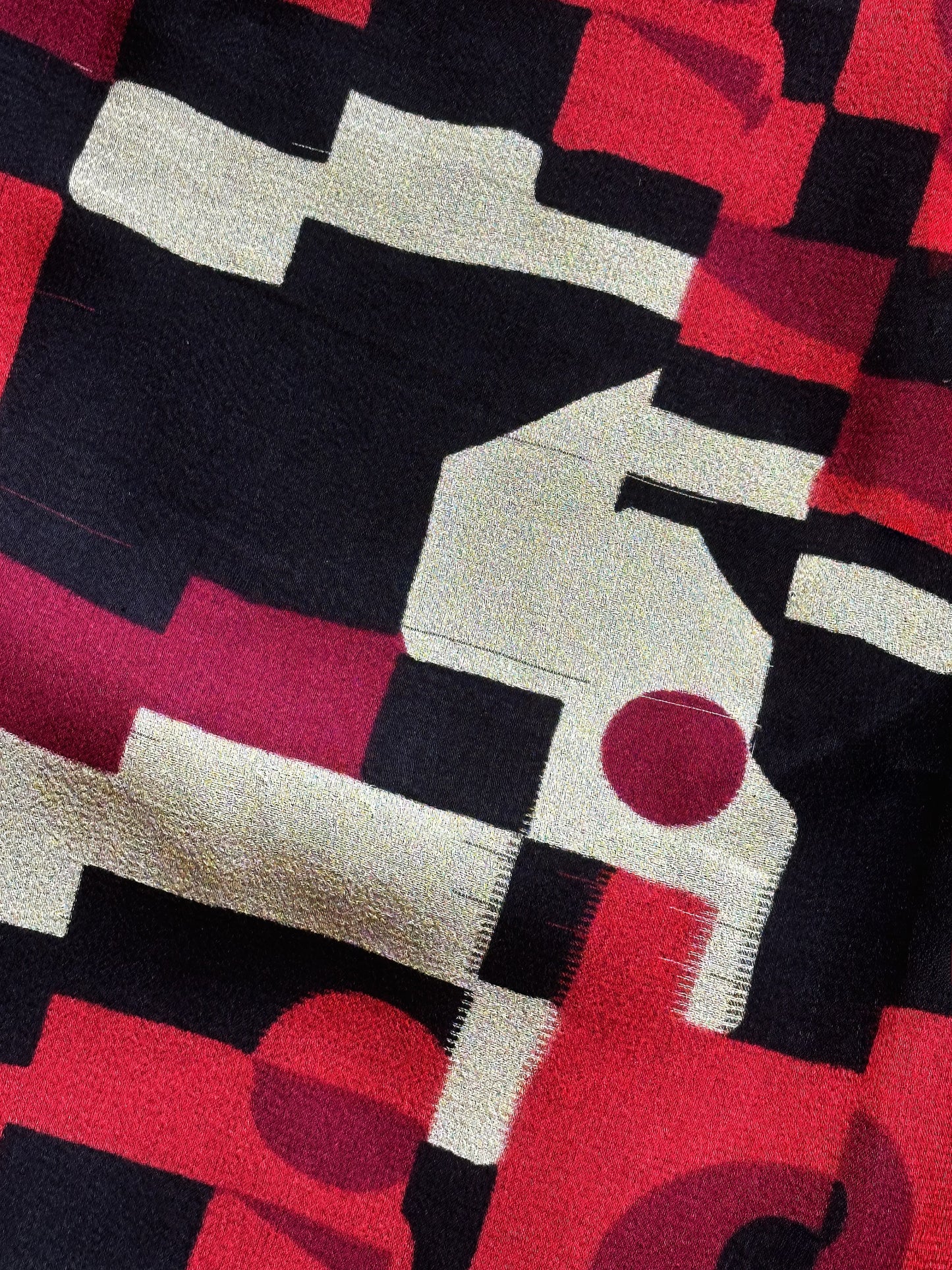 Gonna vintage Pura Seta con fantasia geometrica – Made in Italy