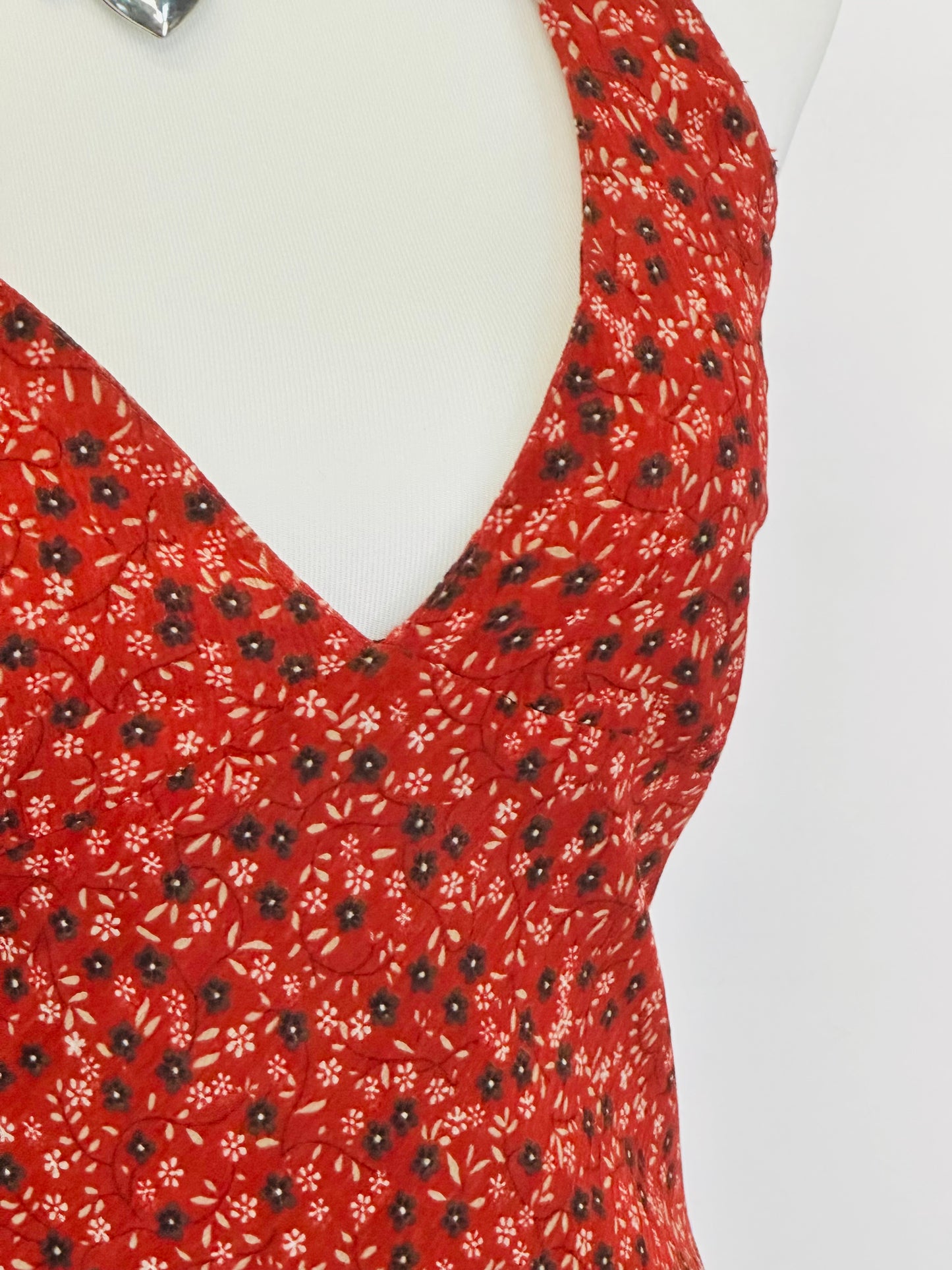 Y2k Long Dress , Vestito vintage a fiori con scollo all’americana