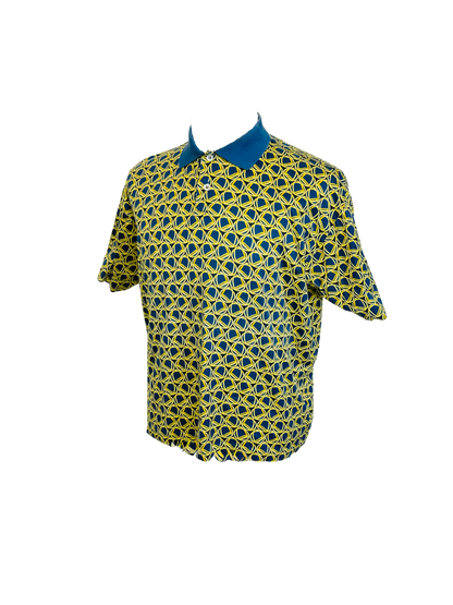 GUCCI- Polo shirt vintage blue and gold stirrups