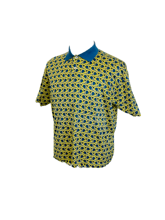 GUCCI- Polo shirt vintage blue and gold stirrups