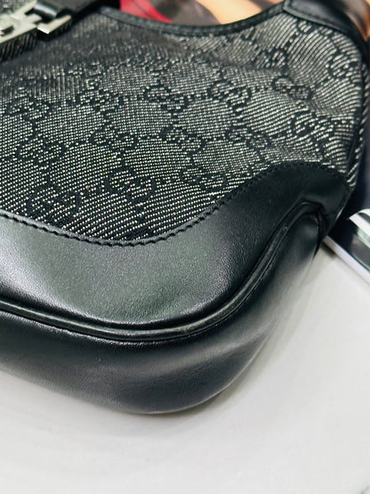 GUCCI - Jackie Mini Monogram GG Canvas Nero e Pelle Liscia