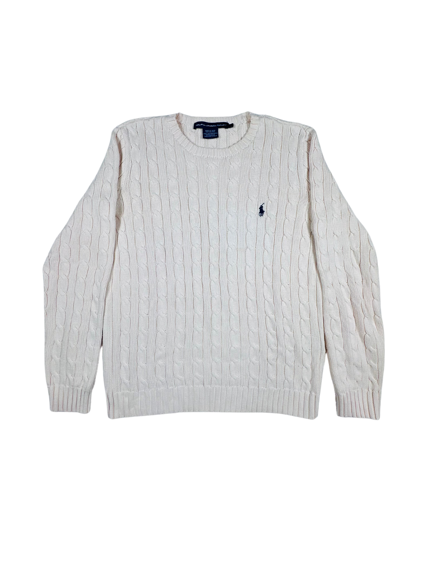 POLO RALPH LAUREN - Pullover bianco panna con trecce