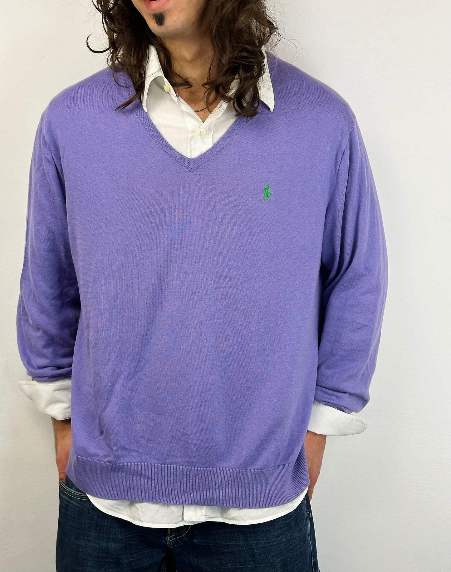 POLO RALPH LAUREN - Pullover lilla maglia rasata