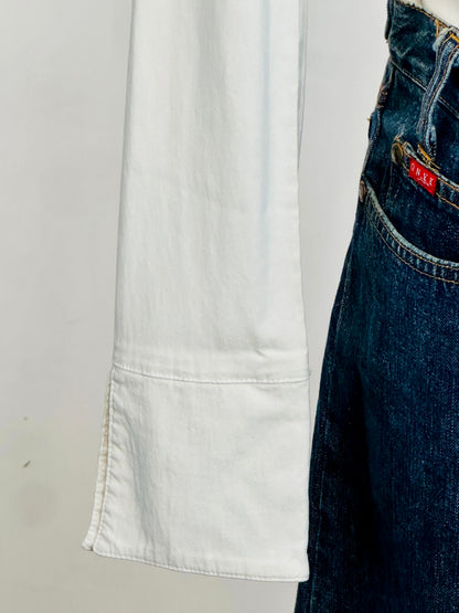 Camicia vintage a maniche lunghe bianco latte