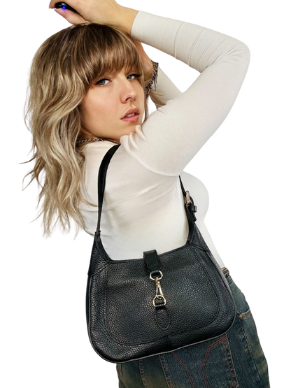 Borsa a Spalla in Pelle Nera Jackie ispired – Vintage Y2K