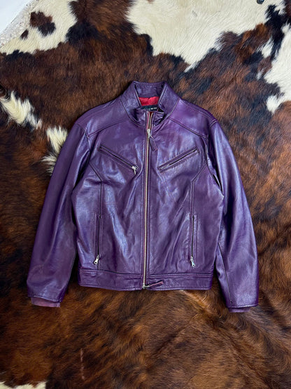 Giacca di pelle viola