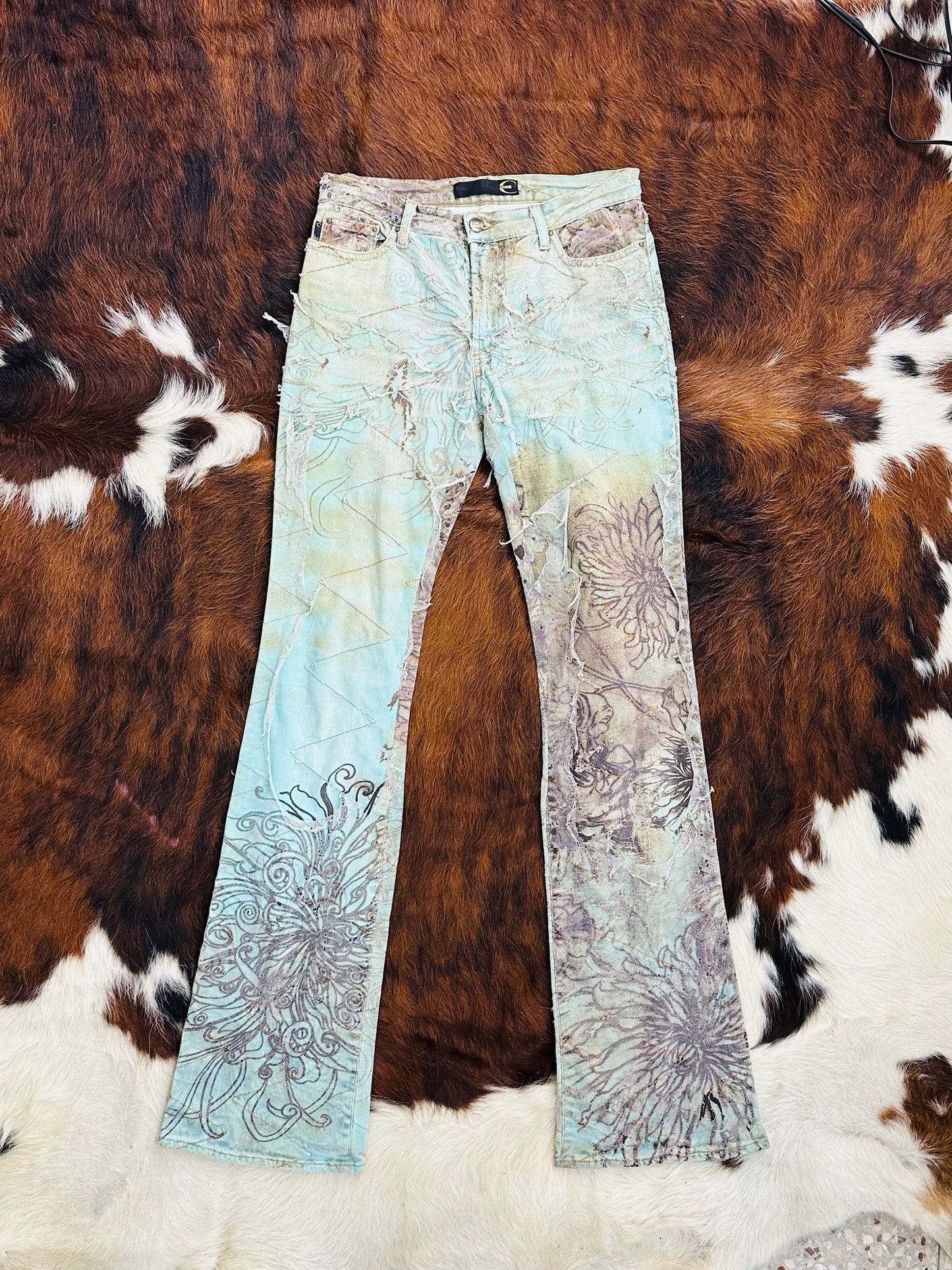 JUST CAVALLI - Pantaloni a zampa Edizione Artistica Floreale