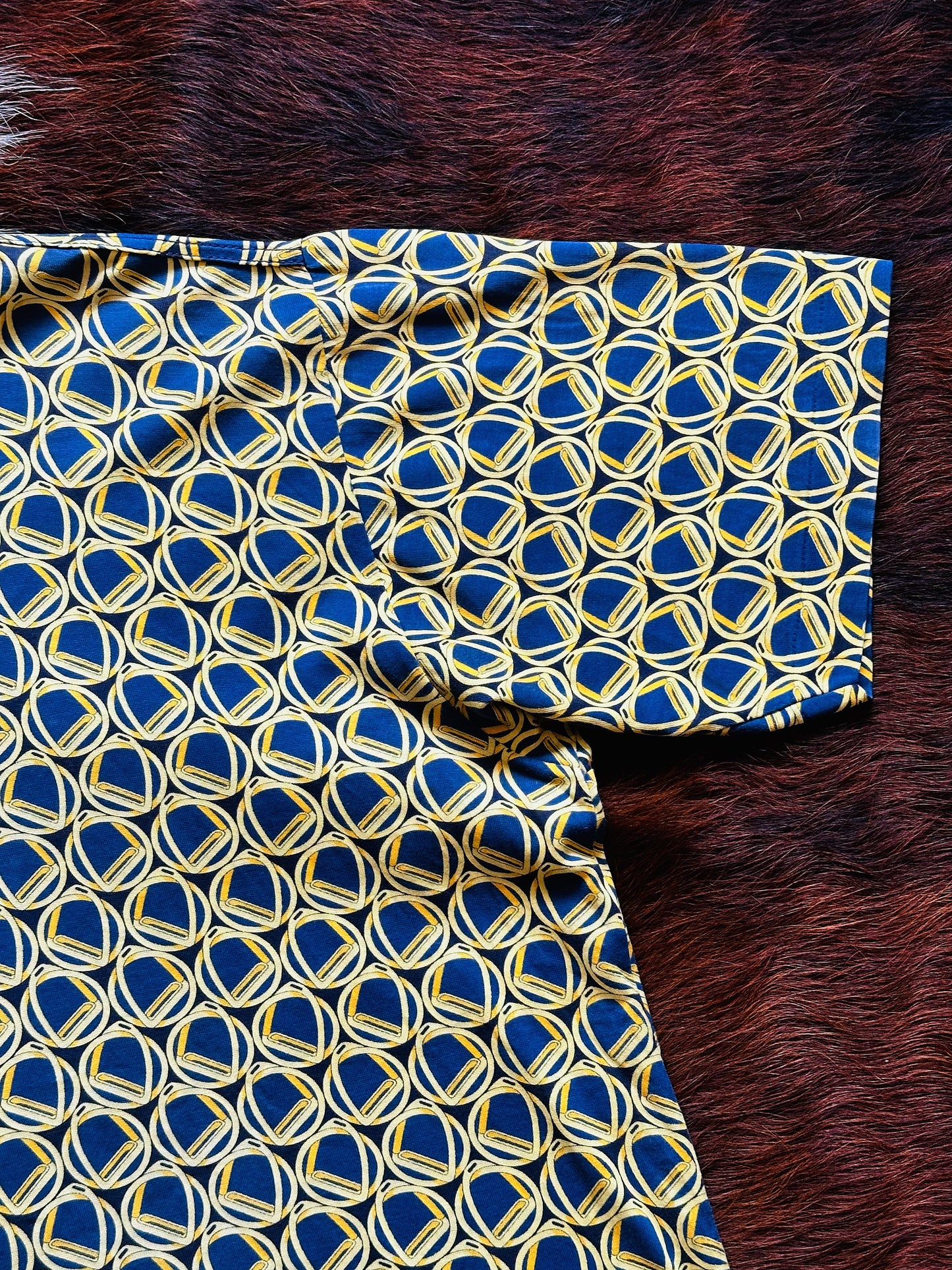 GUCCI - Polo Shirt Vintage ‘80 Blue and Gold Stirrups