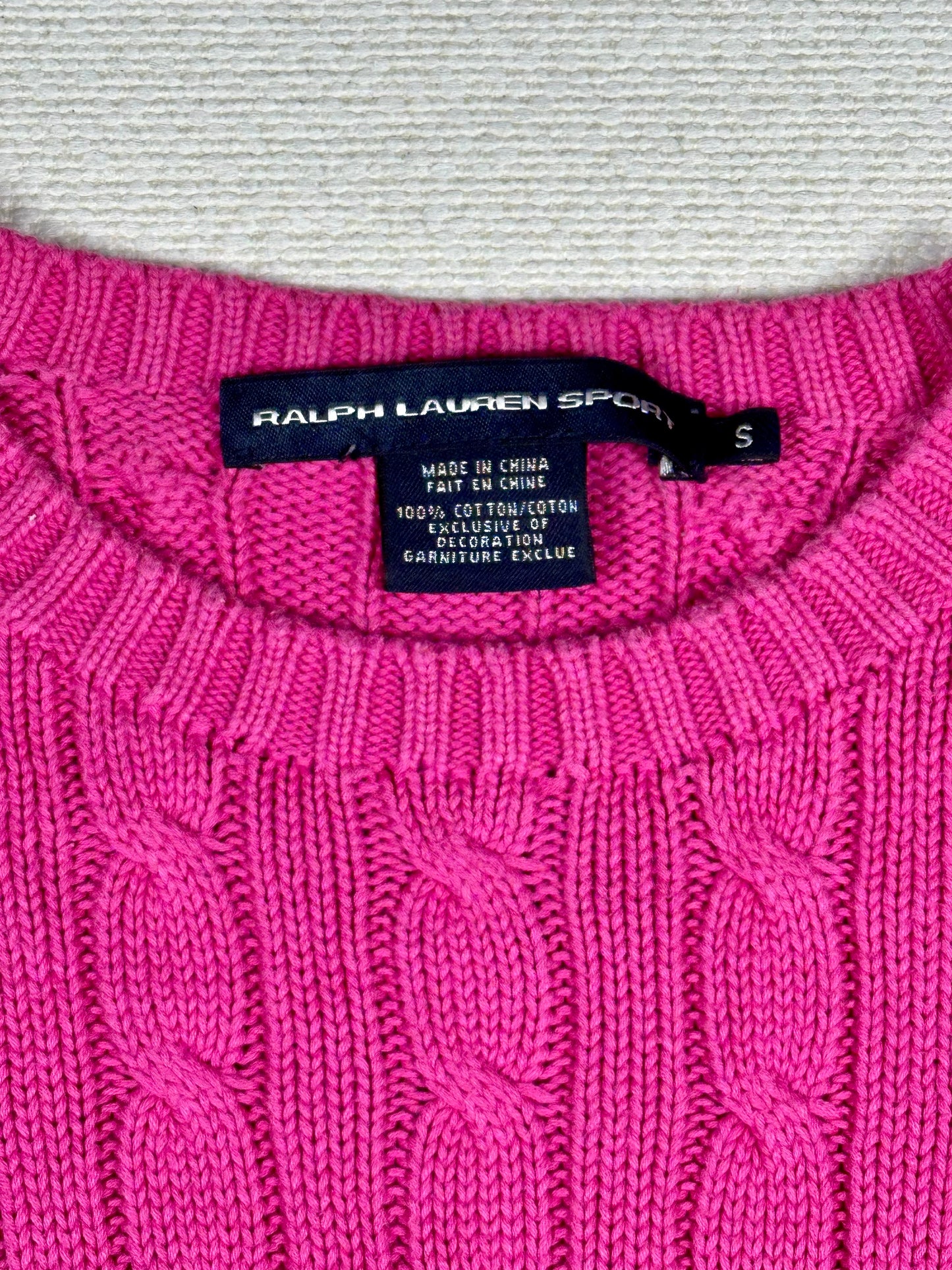 POLO RALPH LAUREN - Pullover pink flamingo con trecce