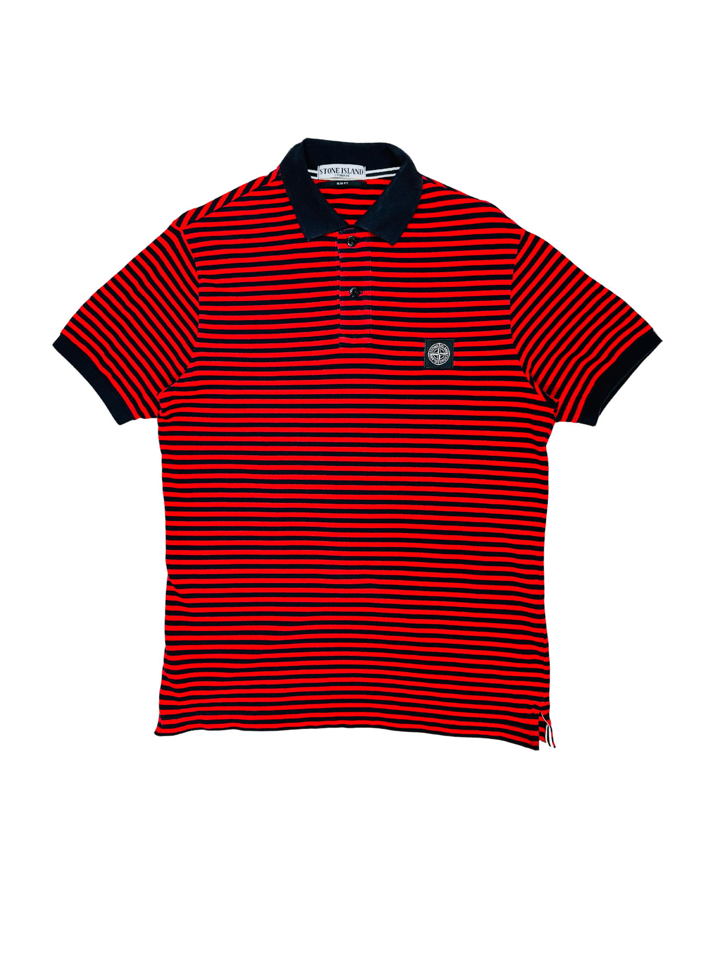 STONE ISLAND - Polo a righe color rosso/navy | L