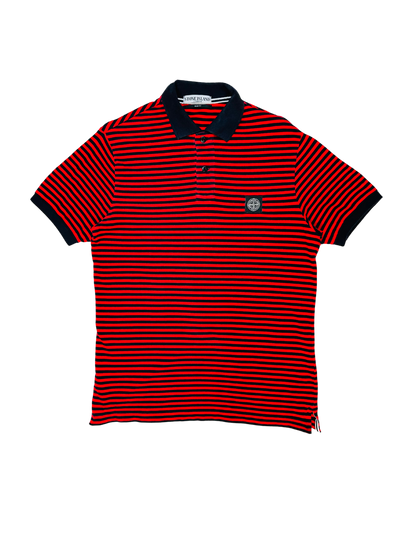 STONE ISLAND - Polo a righe color rosso/navy | L