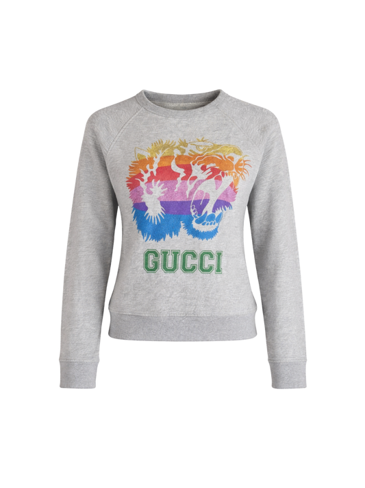 GUCCI - Felpa con stampa Tiger Rainbow - Alessandro Michele era