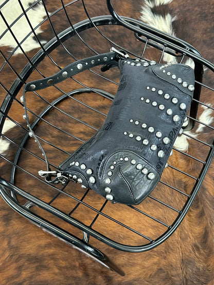 JUST CAVALLI - Borsa hobo a spalla nera borchiata Y2K
