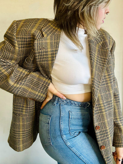 Blazer in pura lana vergine tartan
