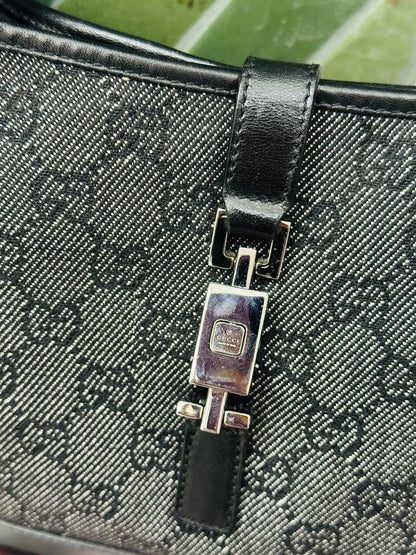 GUCCI - Jackie Mini Monogram GG Canvas Nero e Pelle Liscia