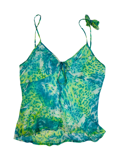 Top vintage in pura seta fantasia animalier