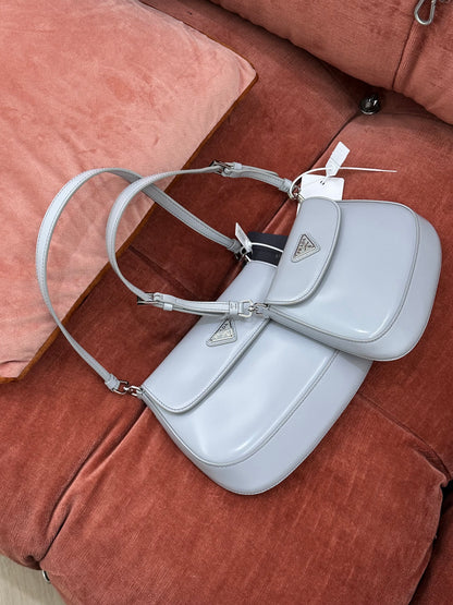 PRADA - Cleo in Pelle Spazzolata Grigio Ghiaccio| MEDIUM e SMALL