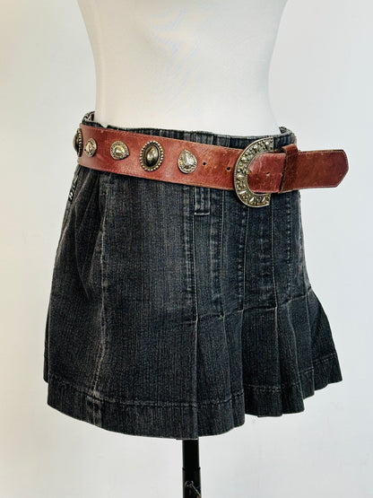 Mini Gonna a Pieghe in Denim Nero Vintage – Miss Sixty Y2K | Made in Italy