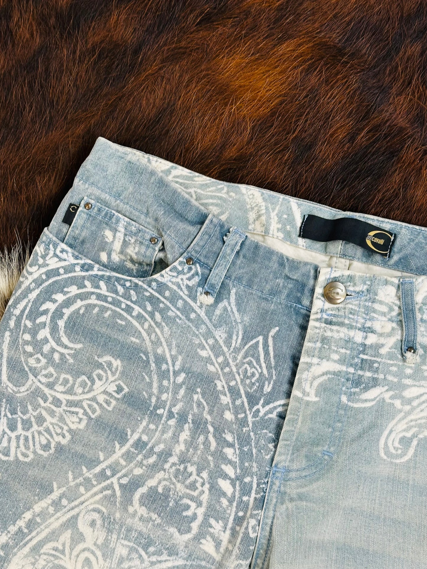 JUST CAVALLI - Pantaloni Paisley Denim – Early 2000s