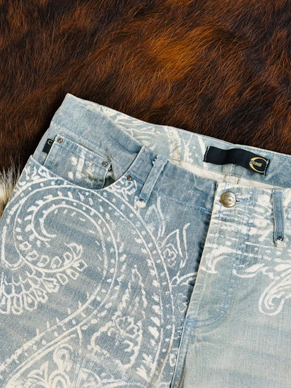 JUST CAVALLI - Pantaloni Paisley Denim – Early 2000s
