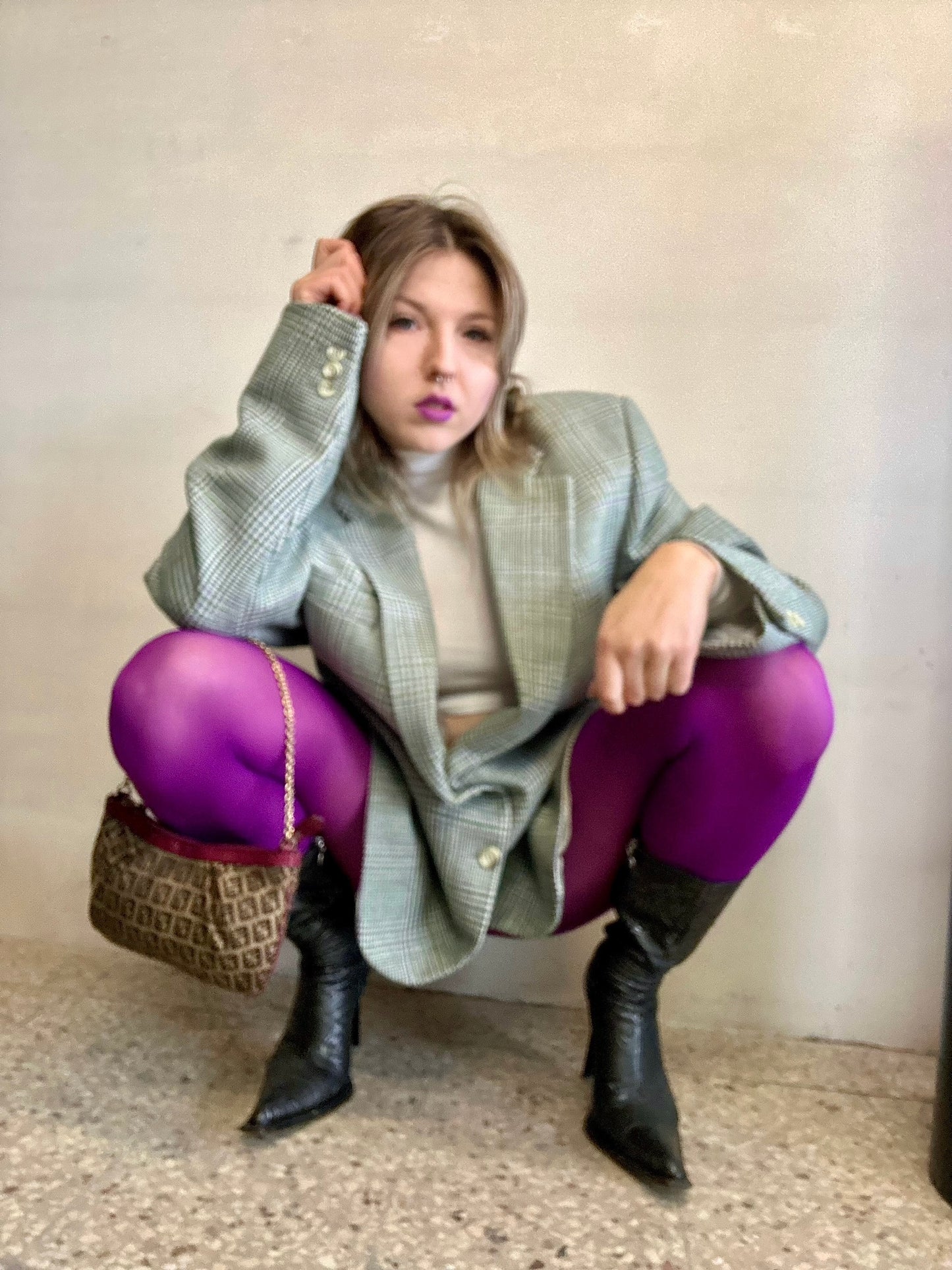 Blazer in pura lana pied de poule