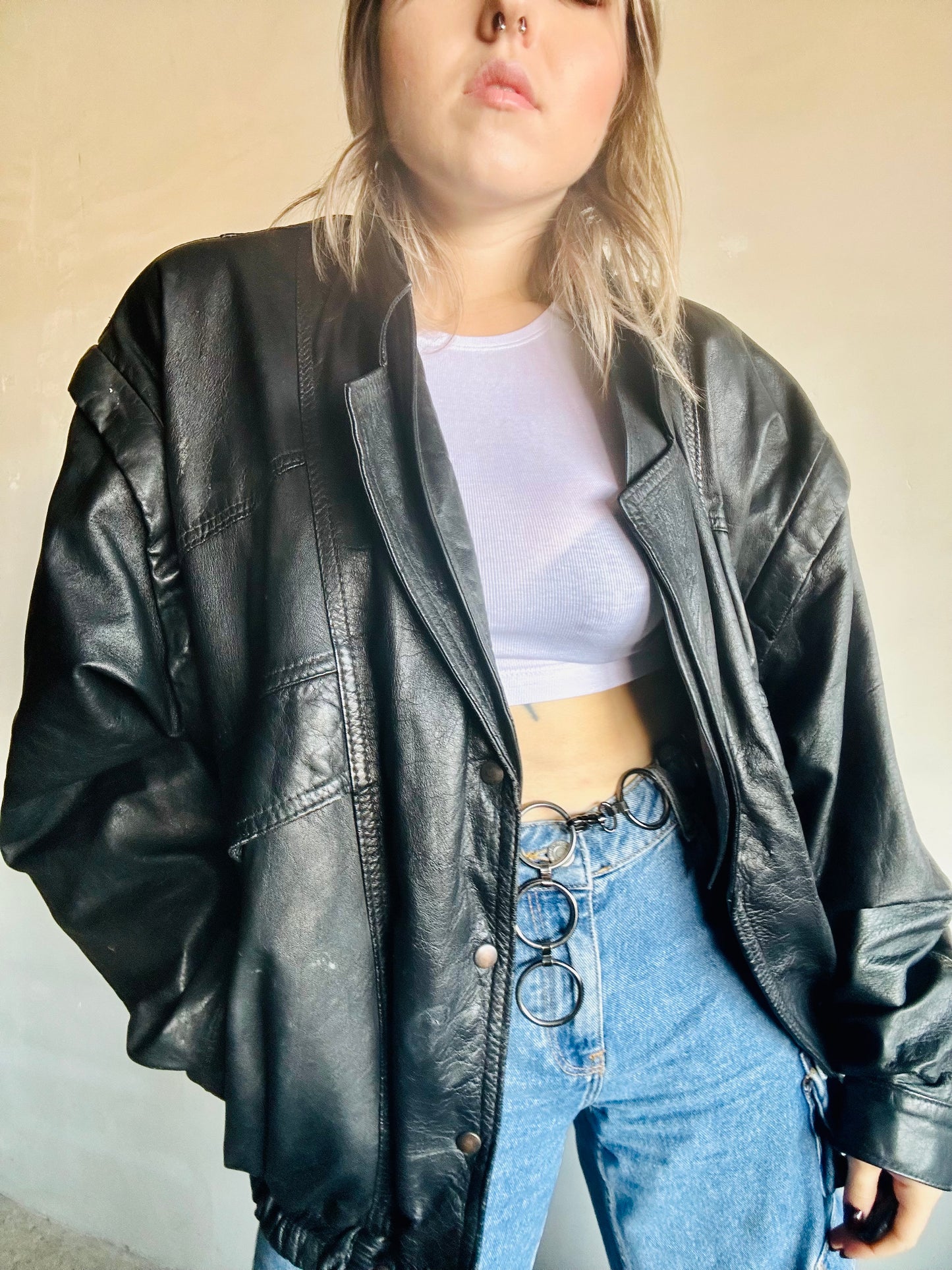 Giacca/gilet bomber in pelle nero