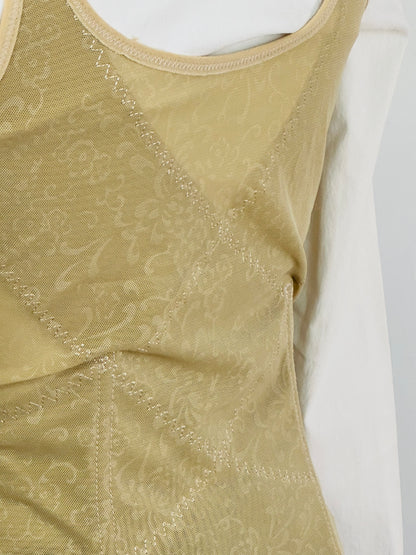Corsetto steccato vintage in tulle ricamato – color champagne