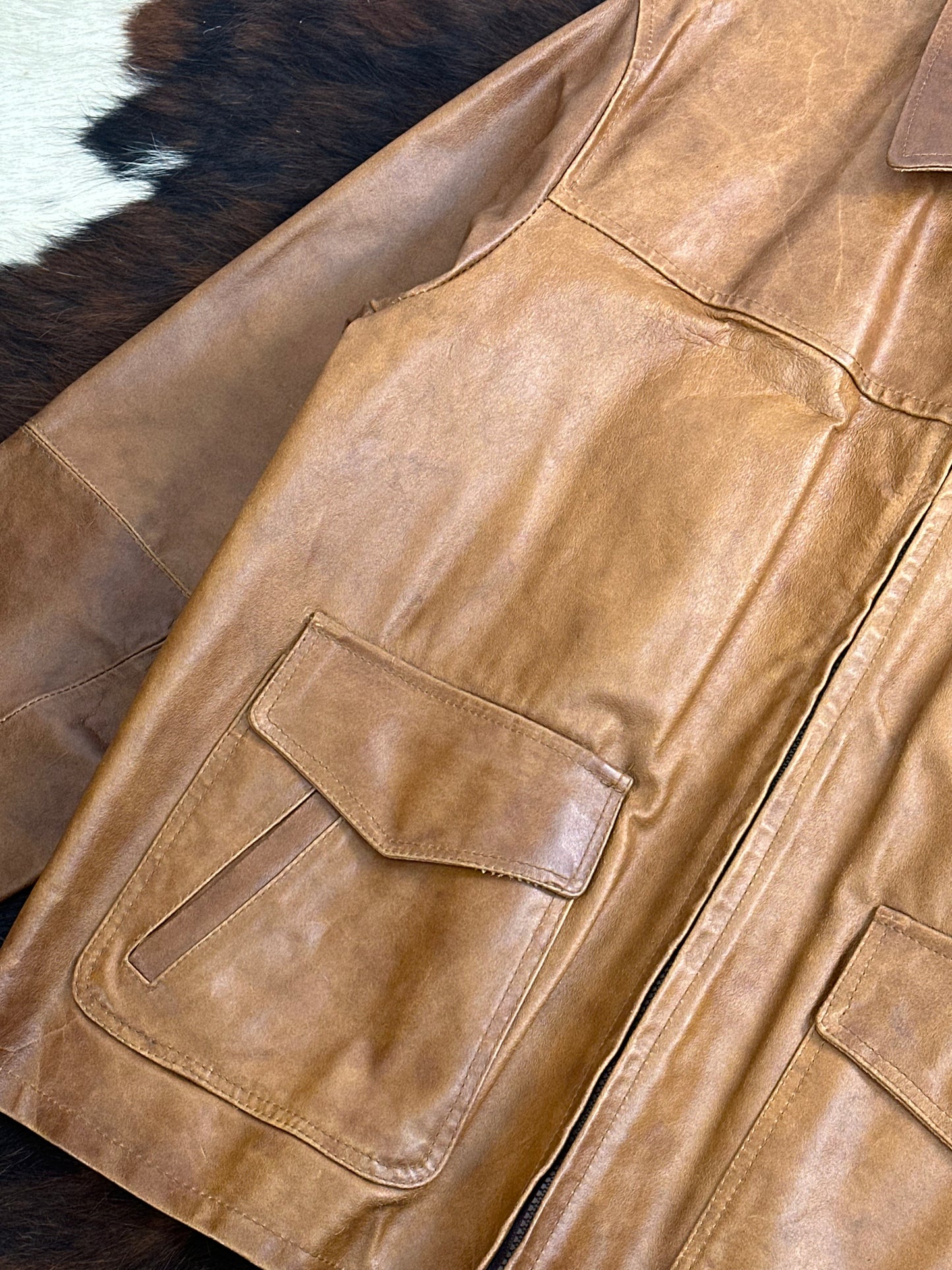 Giacca di pelle cammello
