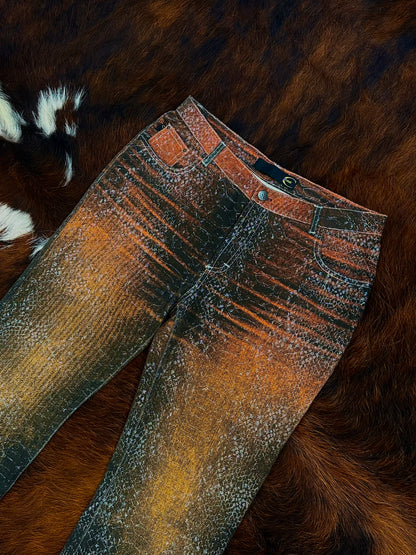 JUST CAVALLI - Pantaloni a zampa Animalier Snakeskin Metallic – Early 2000s