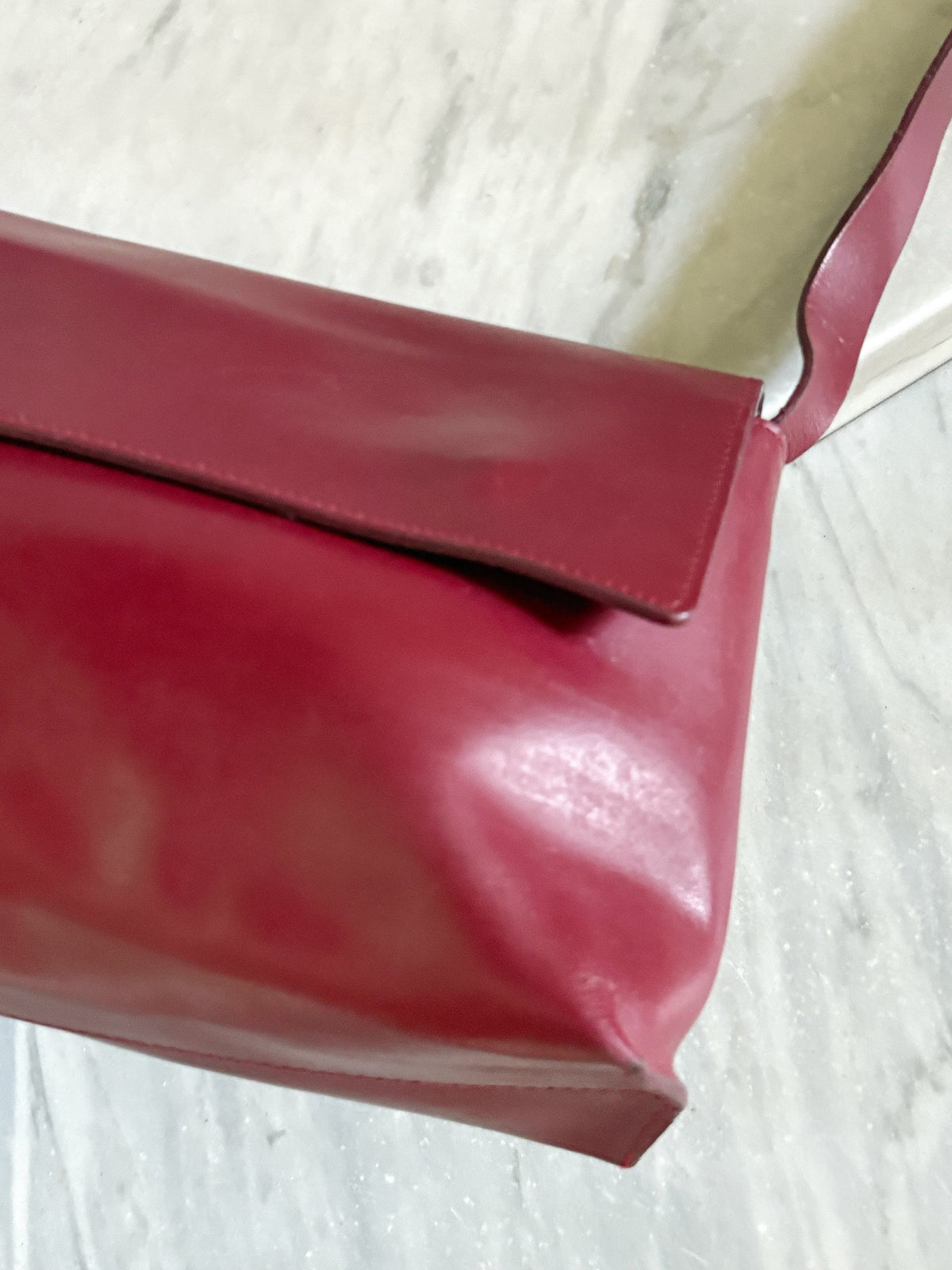 Vintage Burgundy Leather Shoulder Bag – Borsa a Spalla in Pelle Bordeaux Anni ’90