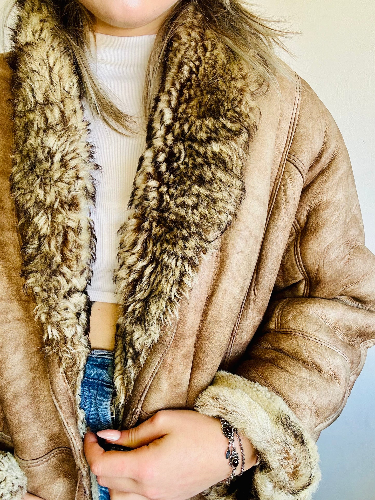 Montone original shearling beige marmorizzato