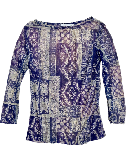 Top in Micromesh Patchwork Viola – Anni 2000 Revival
