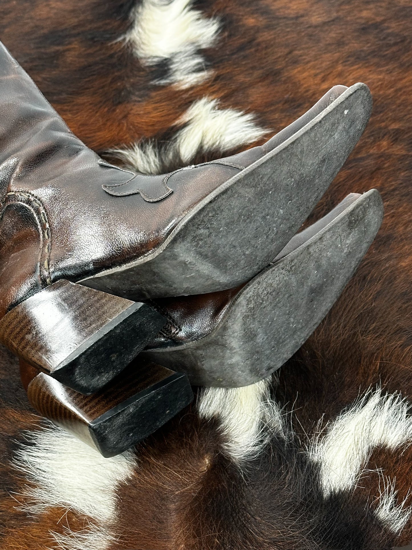 Stivali Vintage in Pelle Marrone – Punta Squadrata - Western\Boho | Taglia 36