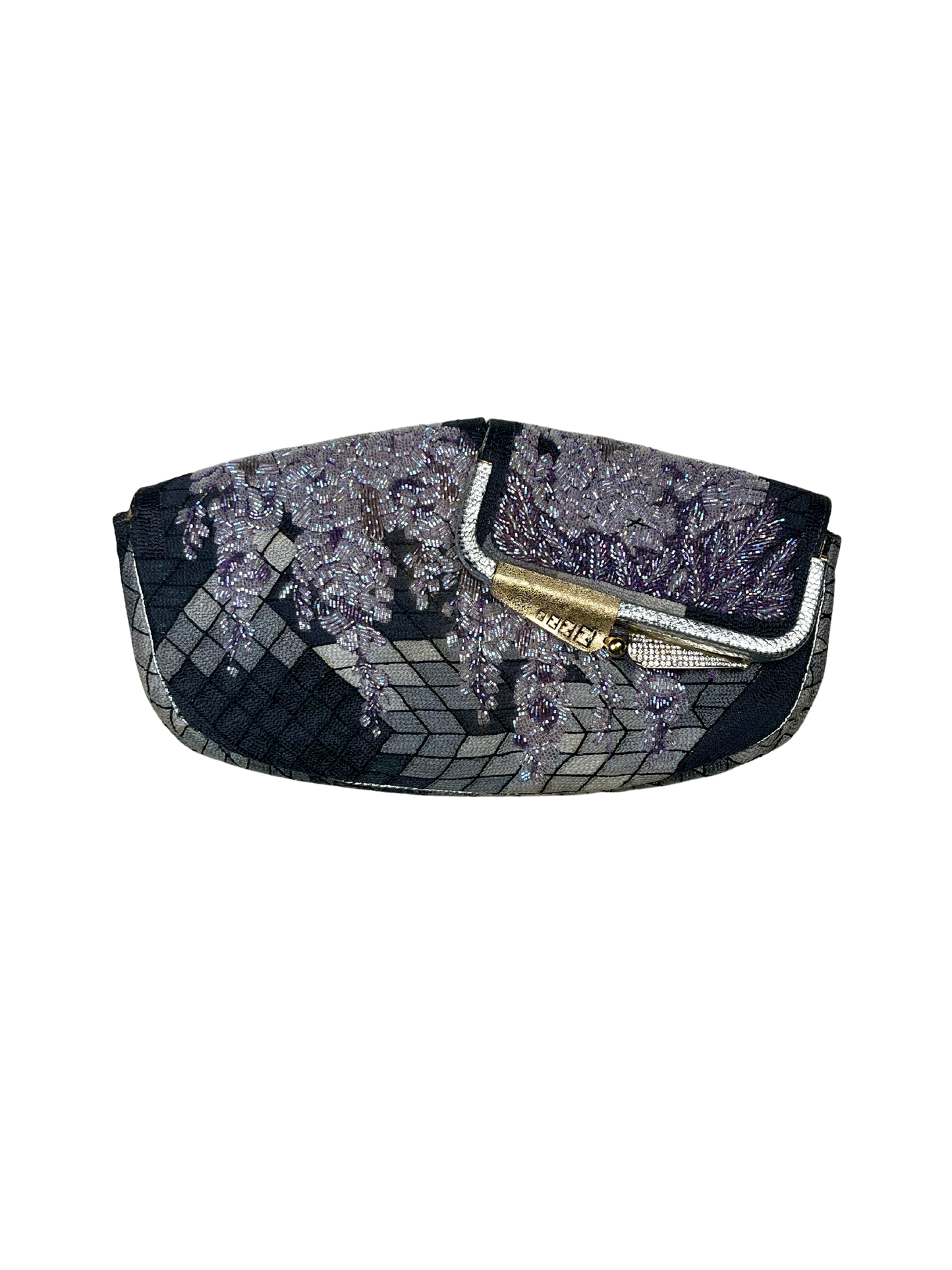 FENDI - Pochette Vintage “Border Line Embroidery +Kari” – Nuova con Etichetta