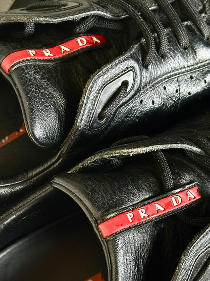 PRADA – Sneakers Sport Linea Rossa – Pelle Nera Vintage | Tg 44