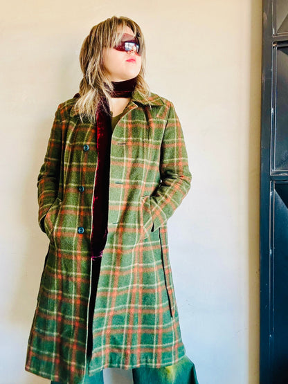Cappotto in lana lungo tartan