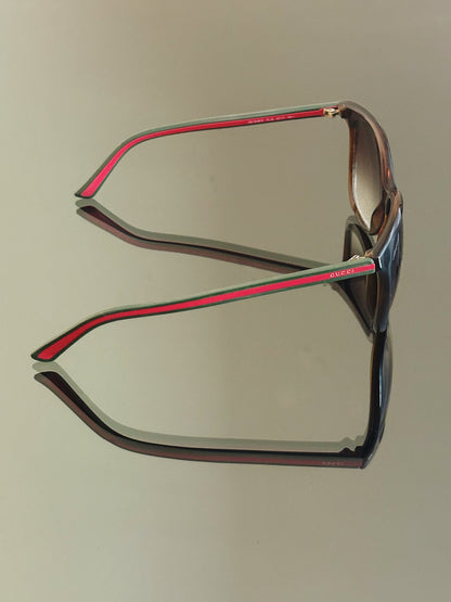 GUCCI - GG 3649/S – Occhiali da sole vintage marroni con Web verde e rosso