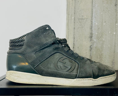 GUCCI - Sneakers High-Top in Pelle Scamosciata – Logo GG Laterale | Tg 42