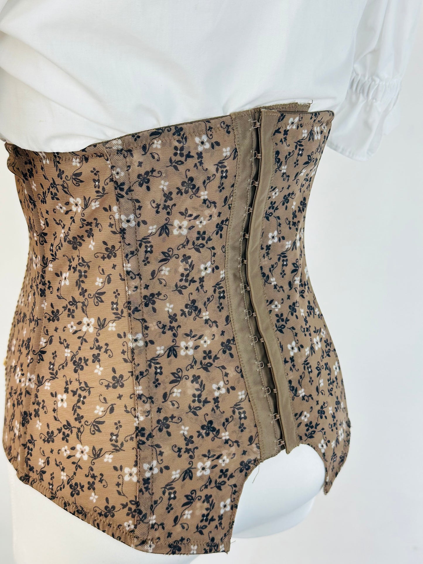 Corsetto sotto seno animalier , micromesh , leopardato a fiori , steccato