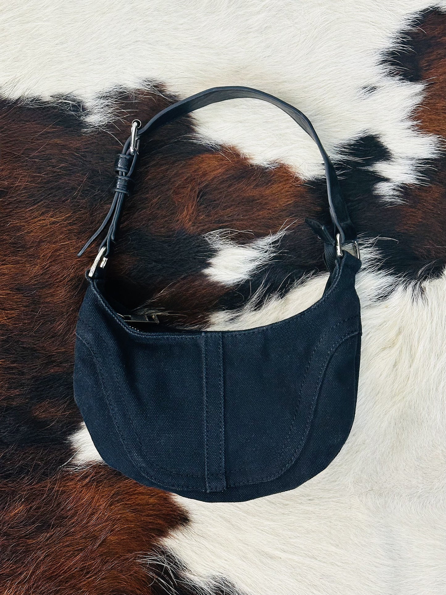 Borsa a Spalla in Denim Nero – Mini Hobo Vintage Y2K