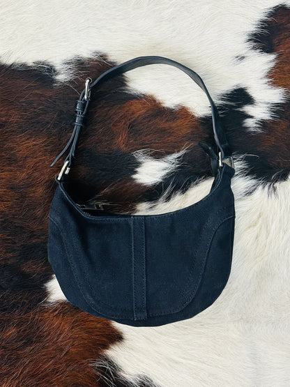 Borsa a Spalla in Denim Nero – Mini Hobo Vintage Y2K