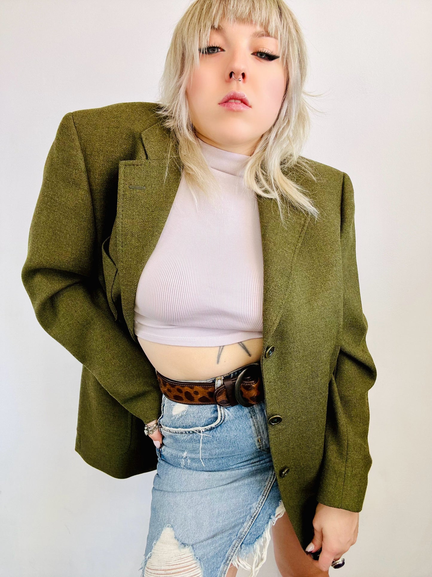 Giacca Blazer Vintage - Lana e cashmere verde