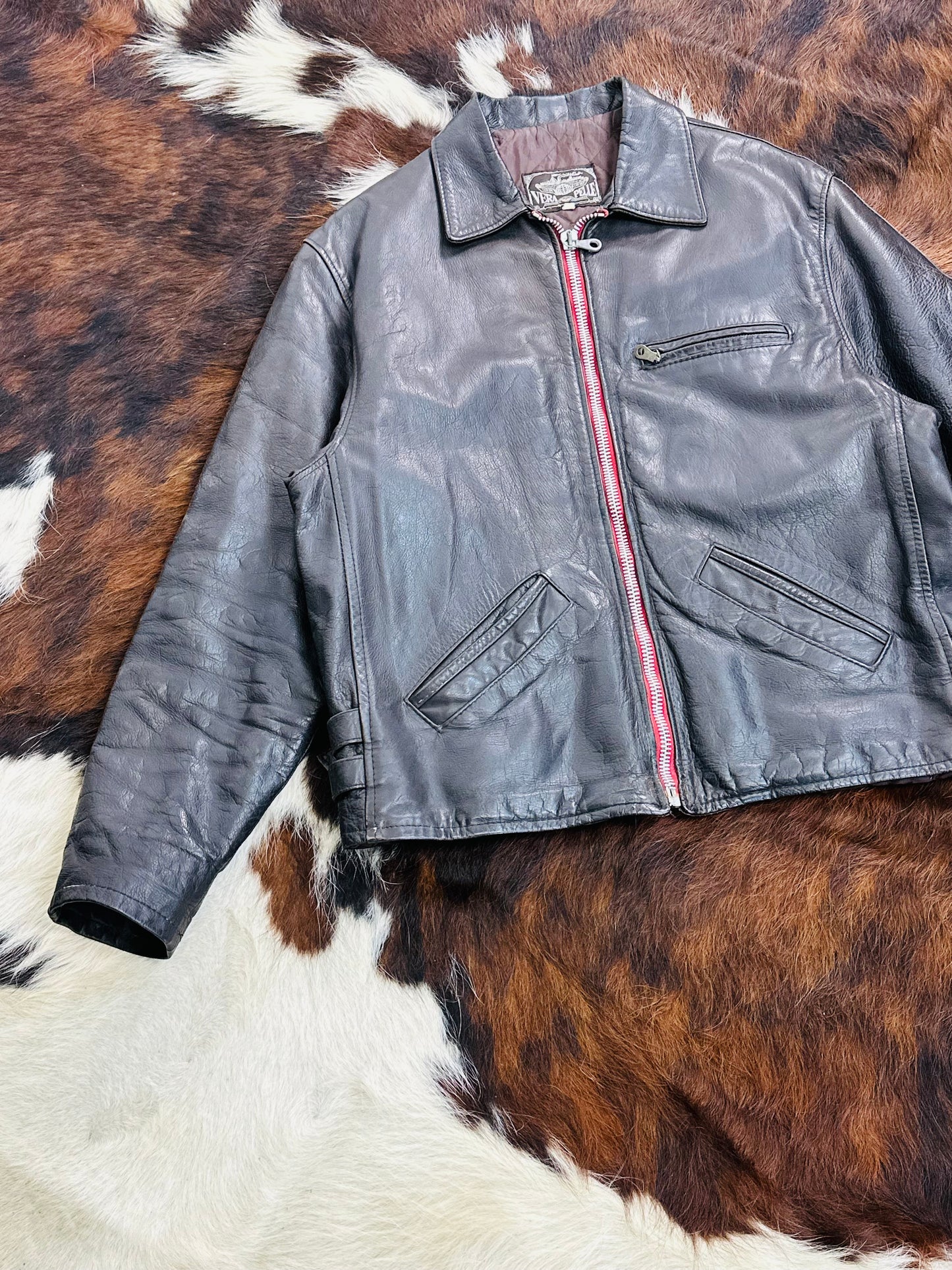 Giacca di Pelle Vintage Stile Biker - Anni ‘60/‘70