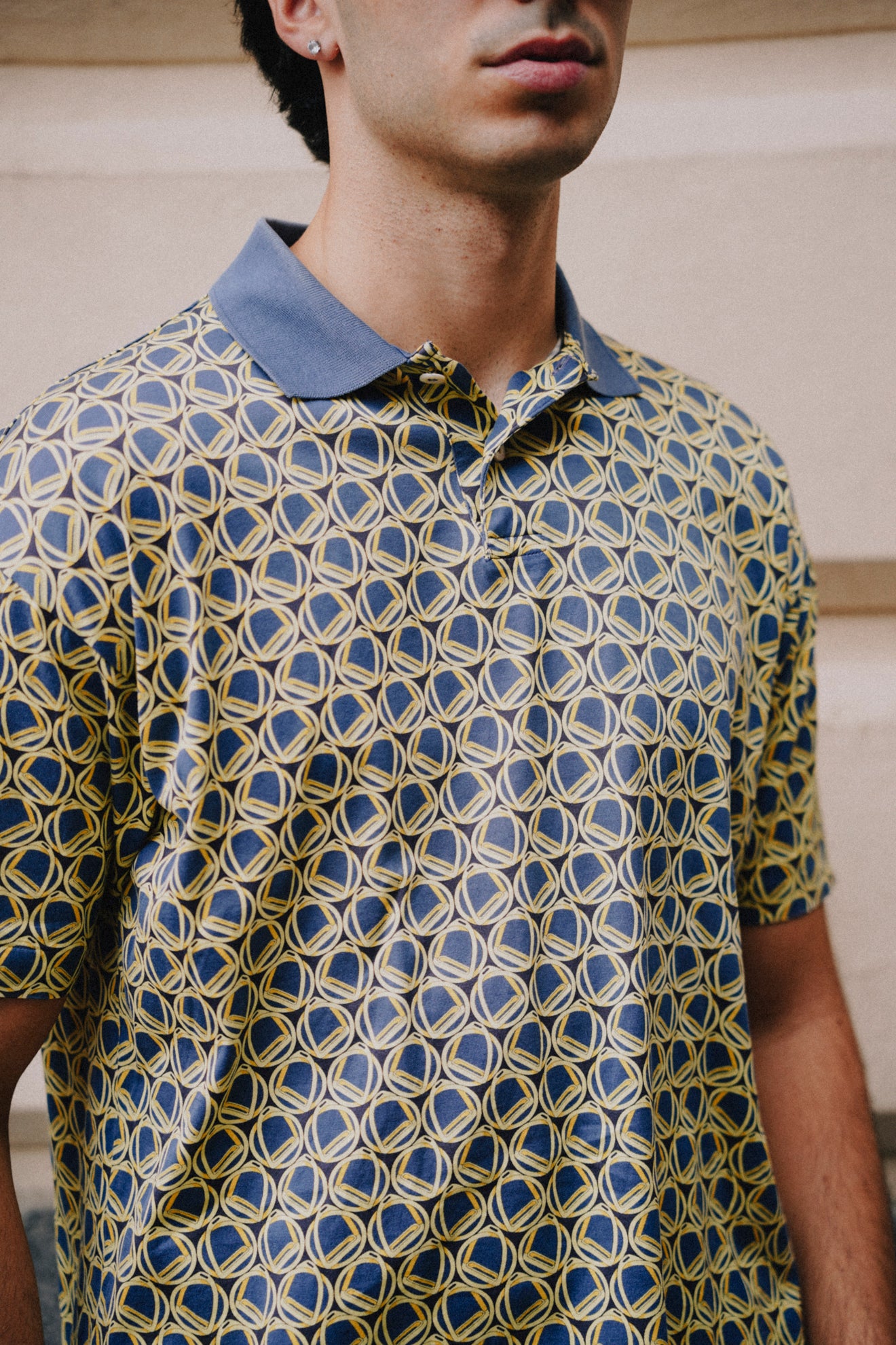 GUCCI - Polo Shirt Vintage ‘80 Blue and Gold Stirrups