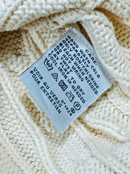 POLO RALPH LAUREN - Pullover bianco panna con trecce