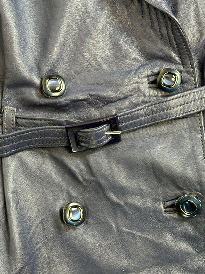 Giacca di pelle blu , doppio petto anni 70