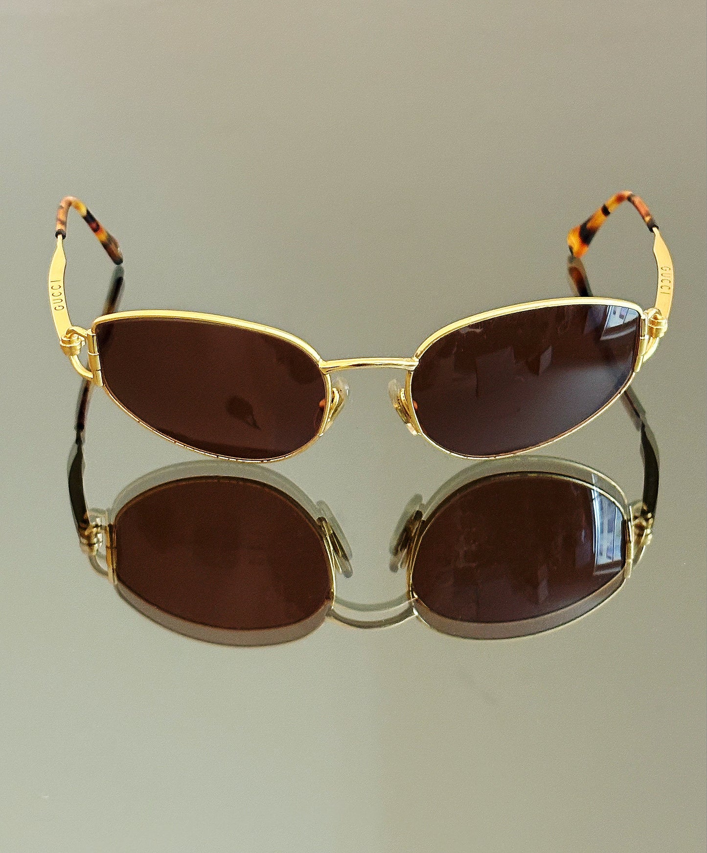 GUCCI - Occhiali da sole vintage GG 2800/S dorati con lenti marroni e dettagli tartarugati